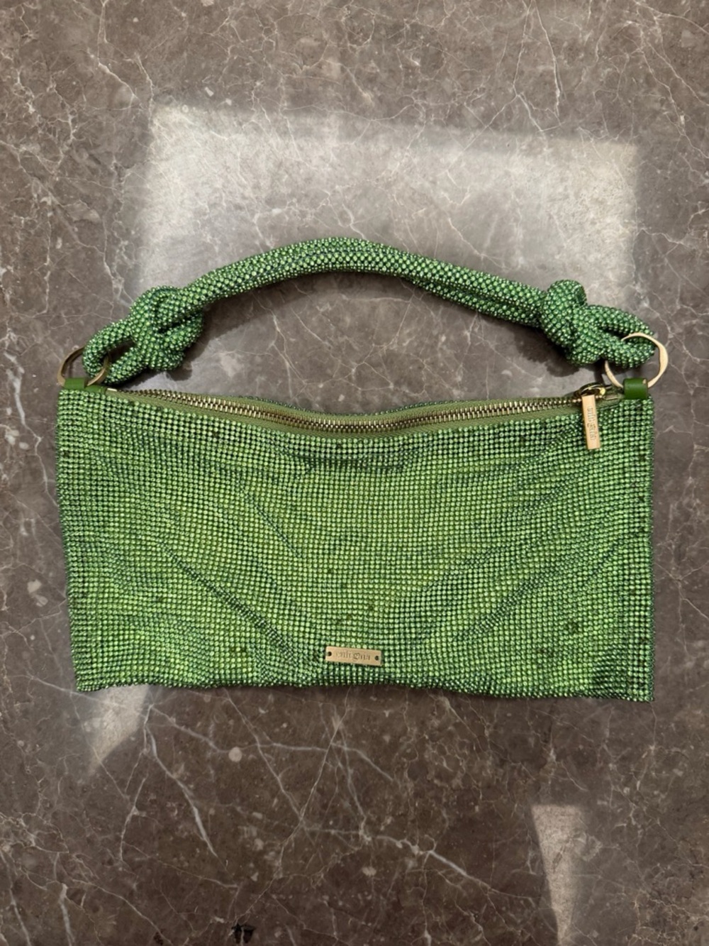 cult gaia Lime Crystal Mesh Knot-Handle Shoulder Bag - Picture 6 of 15